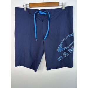 Oakley Men's Size‎ 33x11 Navy Blue Board Shorts Back Pocket Unlined Swim Trunks